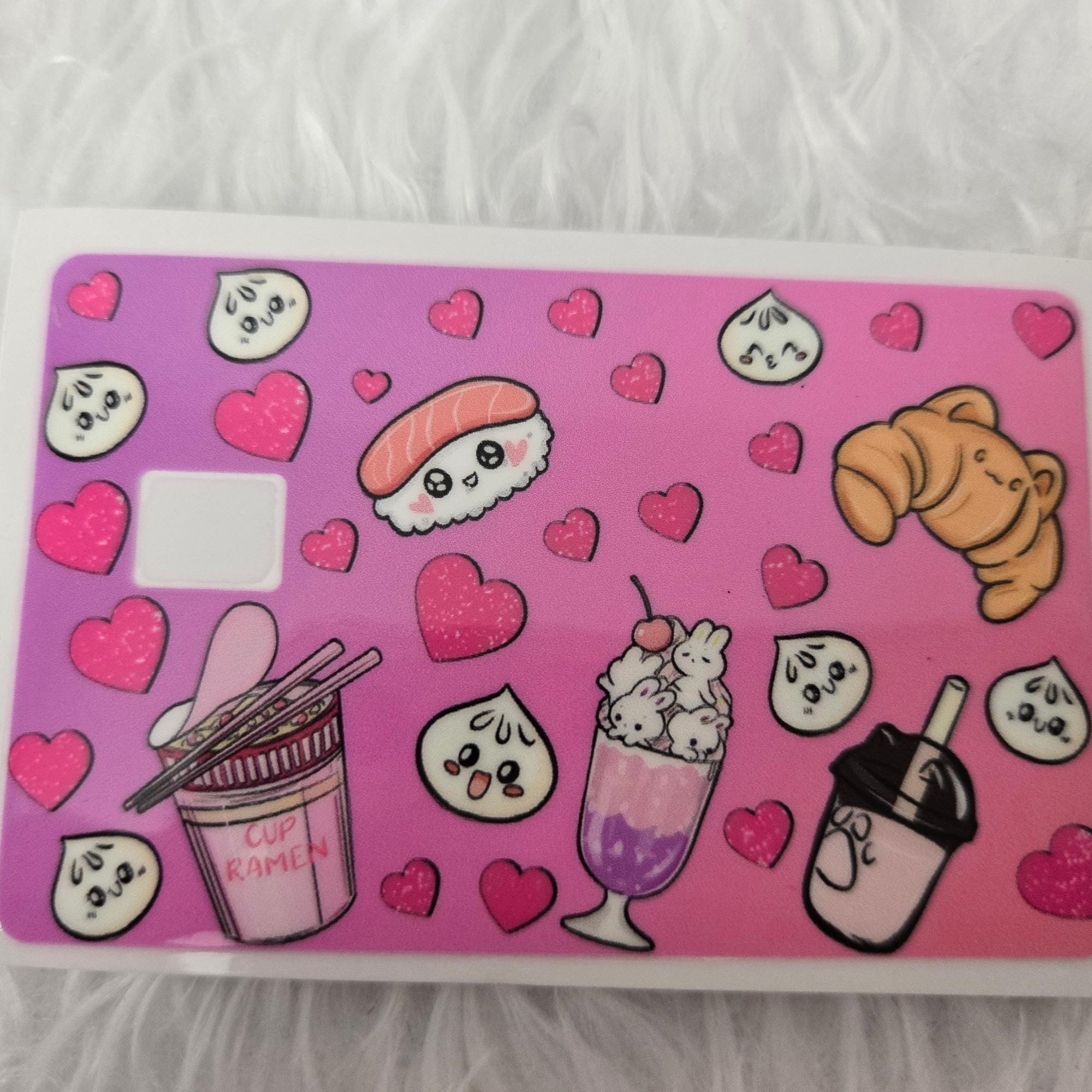 UV DTF Kawaii Food| Debit & Credit Bank Card Wrap| Waterproof Vinyl ...