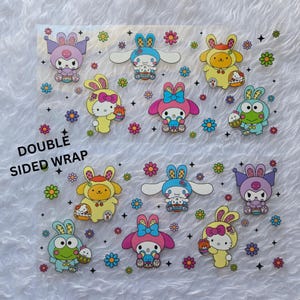 UV DTF Double Sided| Kitty and Friends |16oz Cup Wrap |Ready to Apply|Permanent Adhesive|Waterproof