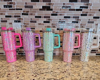 40oz Ombre Stainless Steel Tumbler with Handle & Straw
