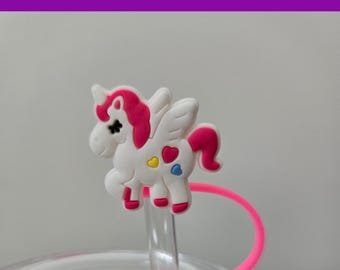 Silicone Unicorn Straw Topper for 6-8mm Straws, Reusable Drink Accessory