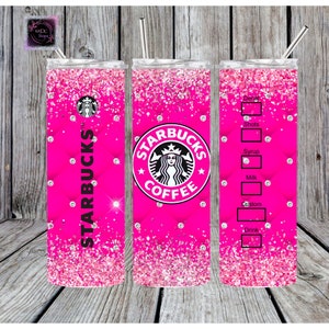 Pink glitter coffee Ready to Press Transfer Print 20oz Skinny Tumbler. NOT A DIGITAL