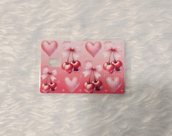 Hearts and Cherries Credit Card Wrap | UV DTF Peel & Stick Skin