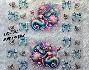 UV DTF Double Sided| Mermaid |16oz Cup Wrap |Ready to Apply|Permanent Adhesive|Waterproof