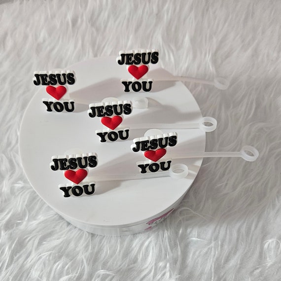 Straw Toppers Jesus Loves You Straw Tips Cover Cap reusable Silicone Straw  Topper for 6-8 Mm 