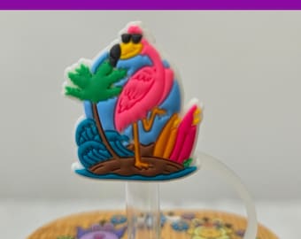 Silicone Flamingo Straw Topper | Reusable Straw Tip for 6-8mm Straws
