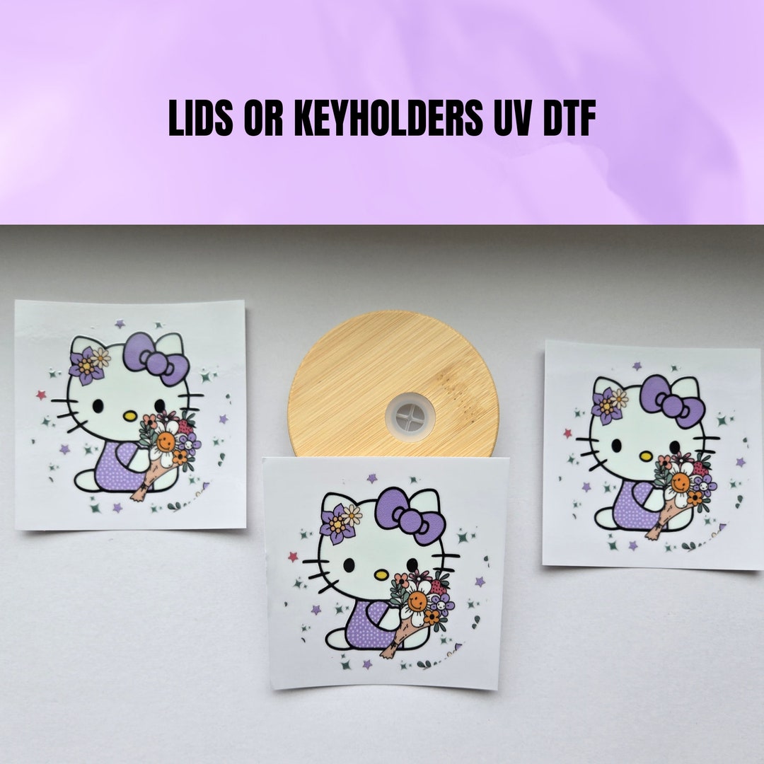 Kitty Spring Sticker UV DTF Spring Kitty Lid Decal - Etsy