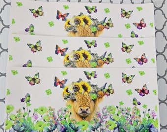 Floral Heifer 16oz Cup Wrap: UV DTF Permanent Adhesive