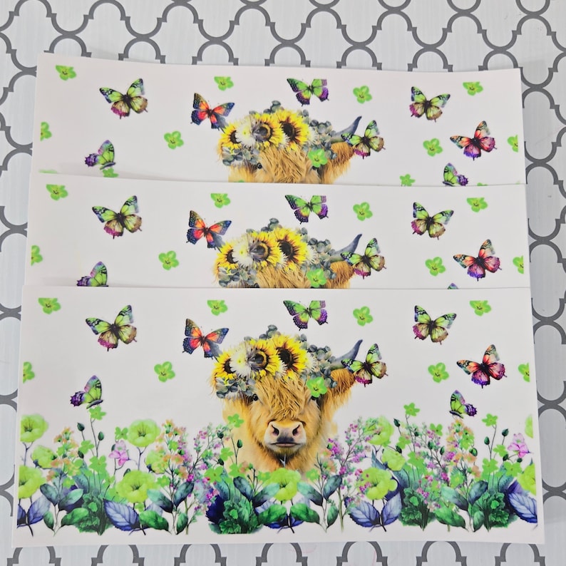 Floral Heifer 16oz Cup Wrap: UV DTF Permanent Adhesive