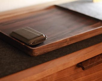 Walnut Square Wood Tray | Large Tray for Serving, Centerpiece, or Organization