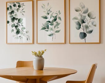Eucalyptus Botanical Wall Art Set Minimalist Green Leaf Prints Modern Nature Plant Home Decor