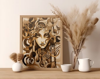 Girl Minimalist Wall Art Print, Bedroom Decor Minimalist Art, Minimalist Digital Download, Woman Boho Style Poster Print, Boho Wall Art