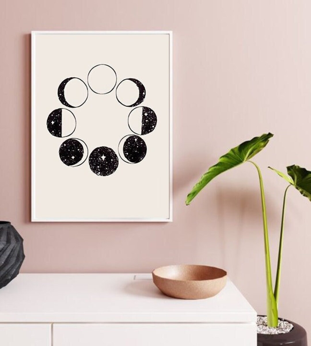 Moon Minimalist Art Print, Moon Aesthetic Wall Art, Moon Wall Décor