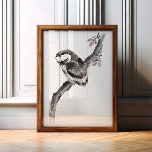 Owl Minimalist Wall Art Print, Owl Japanese Poster Print, Owl Watercolor Art, Owl Minimalist Wall Art Decor, Boho Wall Art, Digital Download