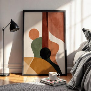 Abstract Guitar Wall Art | Boho Music Decor Print | Mid Century Modern Musician Artwork | Geometric Minimalist Poster Digital Download Art