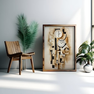 Clock Minimalist Digital Download, Clock Boho Style Wall Art, Clock Digital Download, Clock Minimalist Print, Clock Wall Decor Poster Print,