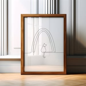 Cat Minimalist Line Art, Cat Boho Wall Art Print, Line Art Poster Print, Minimalist Line Art Wall Decor, Line Art Decor, Digital Download