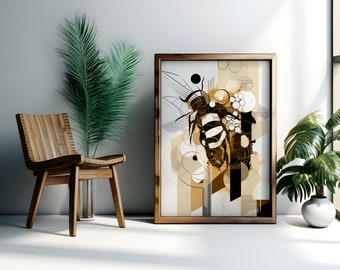 Bee Minimalist Digital Download, Bee Digital Download, Minimalist Bee Wall Art Print, Modern Style Bee Digital Print, Digital Wall Decor Art
