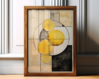 Lemon Minimalist Abstract Wall Art, Abstract Lemon Poster Print, Lemon Boho Style Wall Art Decor, Abstract Lemon Poster, Digital Download