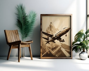 Airplane Minimalist Digital Download, Airplane Digital Download, Minimalist Airplane Wall Art Decor, Boho Style Airplane Poster Print,
