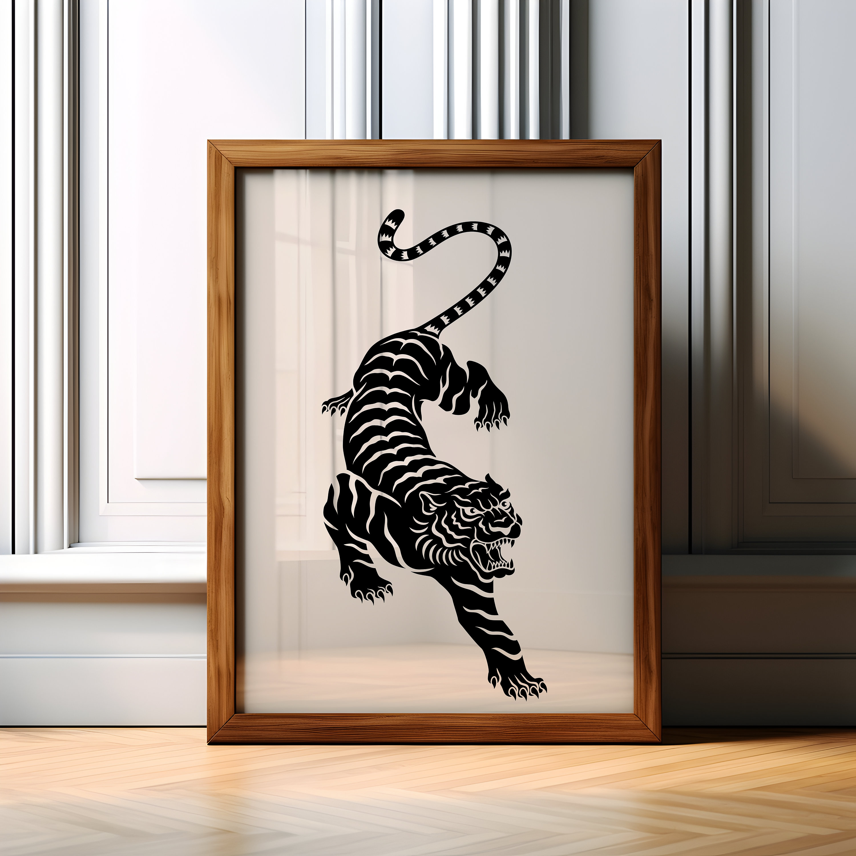 Tiger Art Print Modern Japanese Tiger Poster Art, Japanese Style Wall ...
