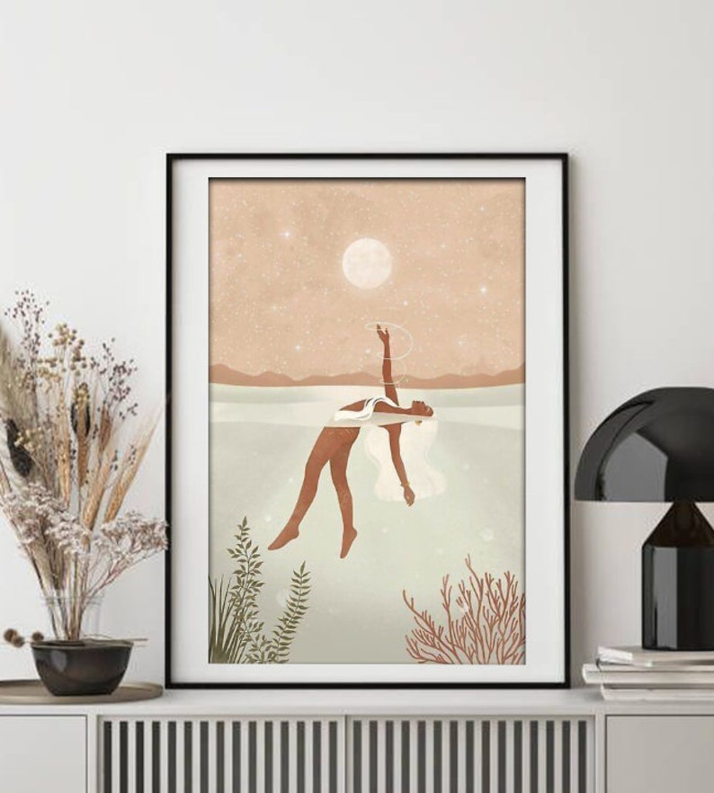 Boho Minimalist Wall Art Print, Modern Minimalist Boho Wall Art Poster Print, Living Room Wall Decor Art Printing, Boho Gallery Wall Artwork image 1