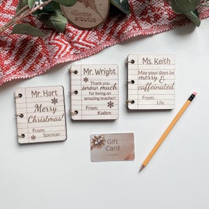 Porte-cartes de Noël, cadeau personnalisé pour remercier l'enseignant, cadeau pour assistant pédagogique, gravure laser personnalisée