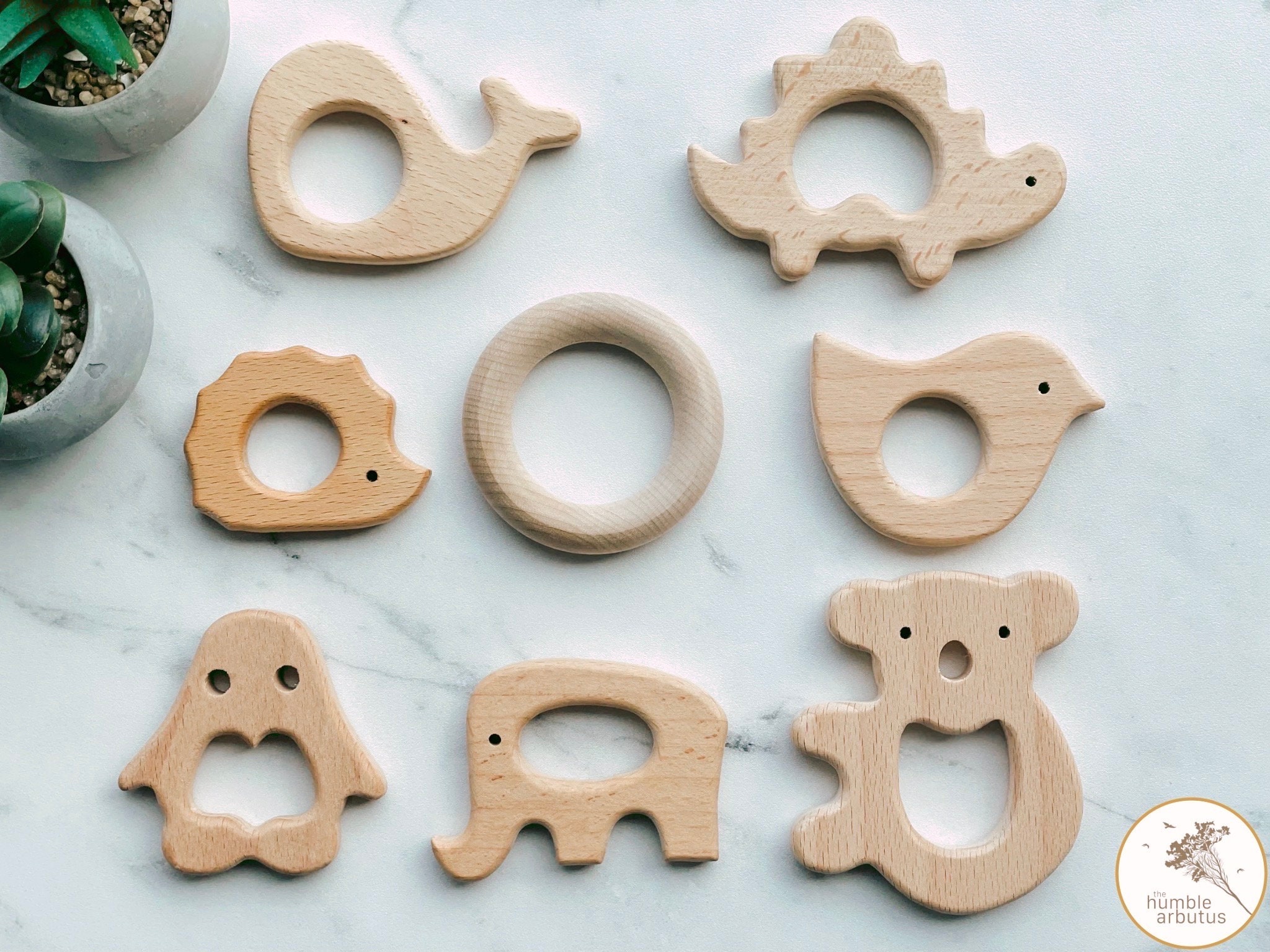 Natural wood shop teether