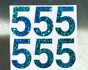 Sparkle Number Stickers! ~ 0.5 to 1.5 inch ~ Custom Size & Color ~ Holographic Sparkle ~ Cute Scrapbooks Planners Labels Cards Crafts