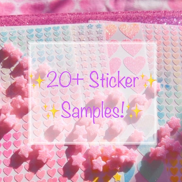 20+ Sticker Samples! | Glitter, Sparkle, Rainbow, Pastel and Holographic Stickers | Perfect for Scrapbooks, Planners and Journals!