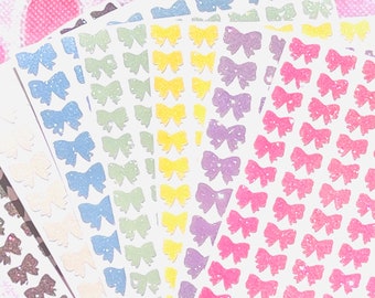 Glitter Bow Stickers! ~ Custom Size and Color ~ Cute & Sparkly for Scrapbooks Planners Cards Labels Gifts and Crafts!