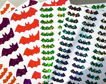 Holographic Sparkle Bat Stickers! - 0.6 to 6 inch - Choose a Size and Color!