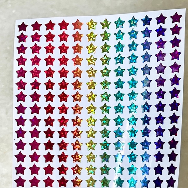 Rainbow Sparkle Star Stickers! ~ Custom Size ~ Holographic Sparkle Stars ~ Cute Scrapbooks Planners Stationary Crafts!