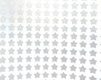 Silver Shimmer Glitter Star Stickers! ~ Custom Size ~ Cute Scrapbooks Planners Cards Calendars Invitations & Crafts!