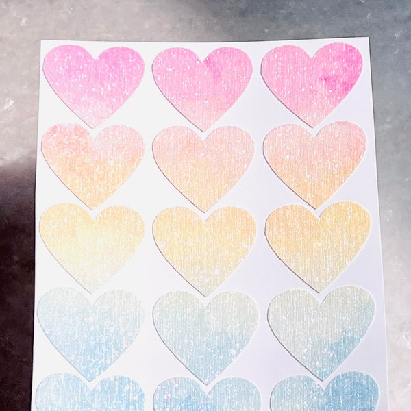 Pastel Glitter Heart Stickers! ~ 1 to 3 inch ~ Cute & Sparkly for Scrapbooks Planners Cards Labels Gifts and Crafts!