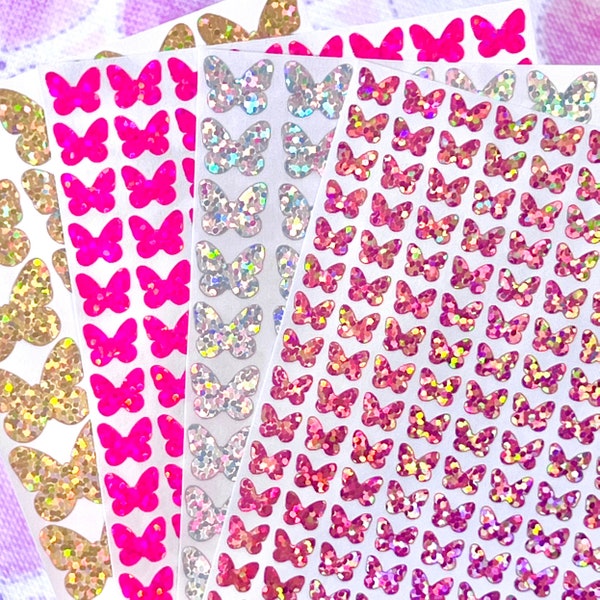 Sparkle Butterfly Stickers! ~ Custom Size & Color ~ Holographic Sparkle ~ Waterproof ~ Cute Scrapbooks Planners Journals Gifts Crafts!