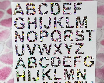 Sparkle Alphabet/Letter Stickers! ~ Custom Size ~ Arial Font ~ Holographic Sparkle ~ Cute Scrapbooks Planners Labels Cards & Crafts!