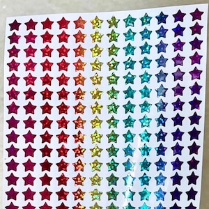 Rainbow Gradient Holographic Sparkle Star Stickers! - 0.25 to 1 inch - Cute for Scrapbooks Planners Cards Gifts Crafts!