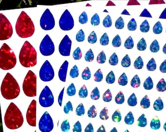 Holographic Sparkle Droplet Stickers! - 1/4&quot; to 5 inch - Cute for Rain, Tear, Water, Liquid Crafts Trackers and Labels!