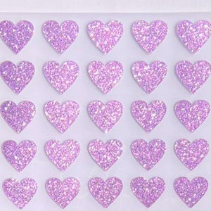 Lilac Purple Glitter Heart Stickers! - 1/4 to 4 inch - Choose a Size!