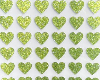 Lime Green Glitter Heart Sticker! - 1/4" to 3 inch - Cute & Sparkly for Scrapbooks Planners Cards Labels Gifts and Crafts!