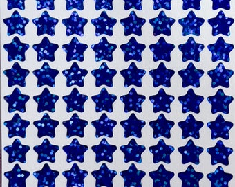 Blue Sparkle Star Stickers! ~ Custom Size ~ Waterproof ~ Holographic Sparkle Stars ~ Cute Scrapbooks Planners Cards Gifts & Crafts!