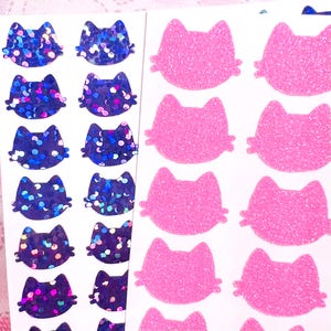 Cat Stickers! - 1/2&quot; to 5 inch - Glitter, Holographic, Sparkle, Glow in the Dark, Pastel, Clear - Cute for Scrapbooks Gifts Labels Crafts