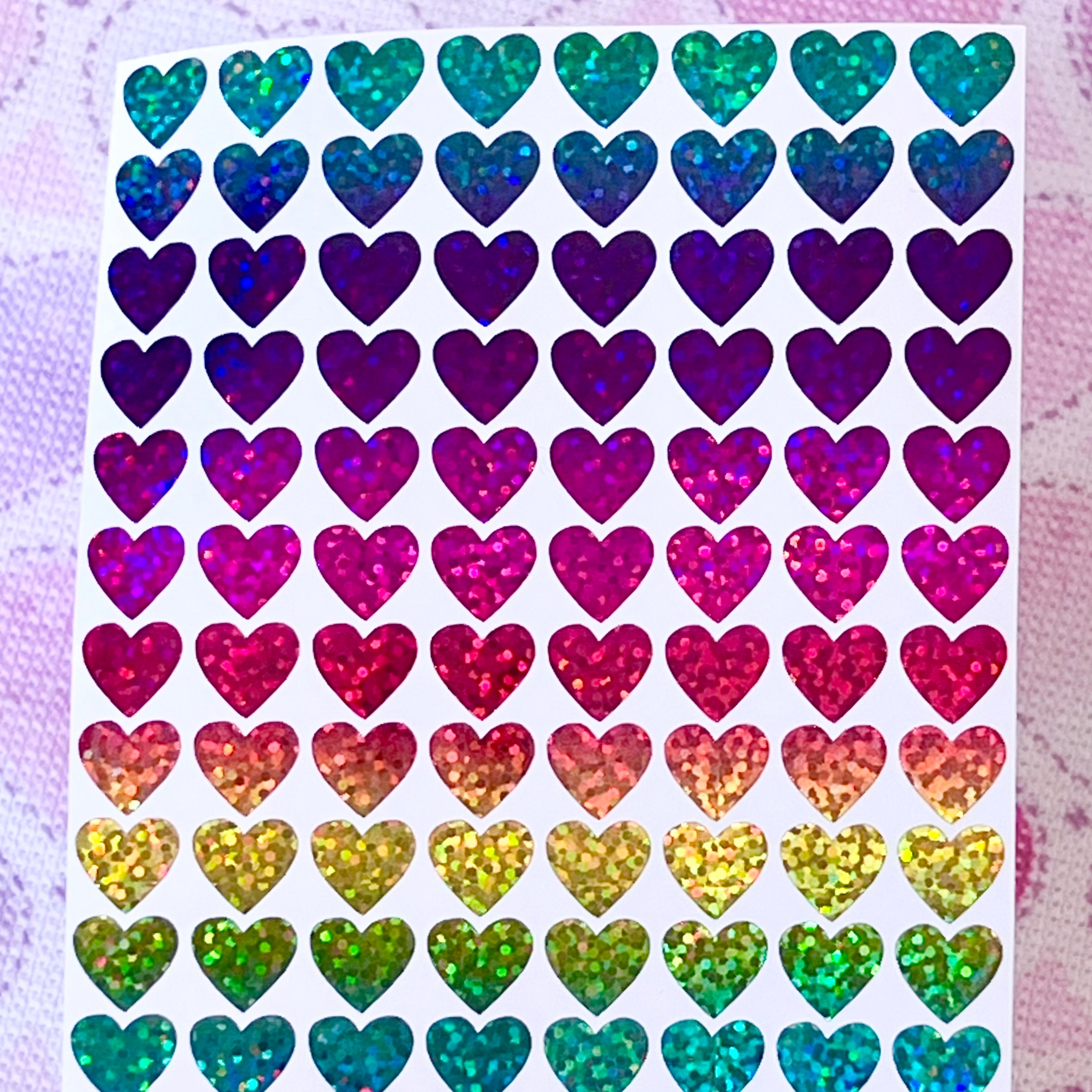 6mm Tiny Holographic GOLD Sparkly Heart Stickers, Vinyl Planner Stickers,  Tiny Heart Stickers, Glittery Hearts Stickers