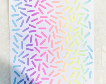 Rainbow Sprinkle Sticker Sheet! ~ 0.35 inch long ~ For Cute Scrapbooks, Planners, Crafts, Letters, Invitations and Journals!