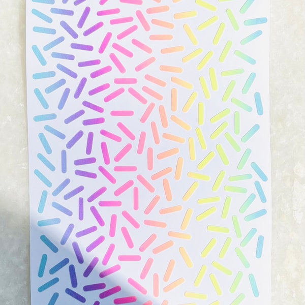 Rainbow Sprinkle Sticker Sheet! ~ 0.35 inch long ~ For Cute Scrapbooks, Planners, Crafts, Letters, Invitations and Journals!