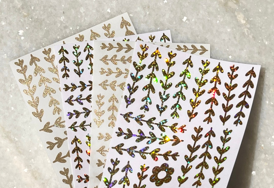 Glitter and Holographic Sparkle Vine/leaf Stickers 2 Sizes Etsy