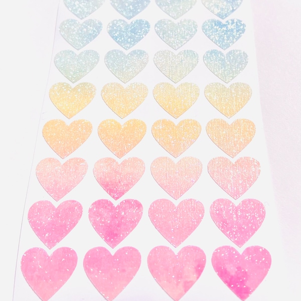 Pastel Glitter Heart Stickers! ~ 0.75 Inch ~ 32 Stickers ~ Cute & Sparkly for Scrapbooks Planners Cards Labels Gifts and Crafts!