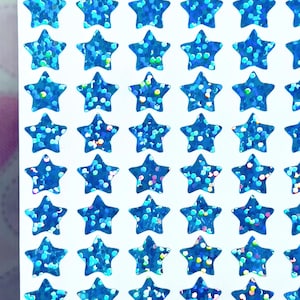 Light Blue Sparkle Star Stickers! - 1/4&quot; to 4 inch - Holographic Sparkle - Cute for Scrapbooks Planners Crafts Labels Gifts Cards!