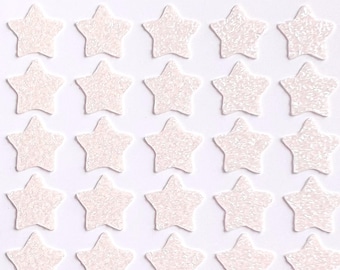 Ivory White Glitter Star Stickers! - tiny 0.2 to 3 inch - Choose a Size!