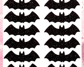 Glitter Bat Stickers! - 0.6 to 3.5 inch - Choose a Size & Color